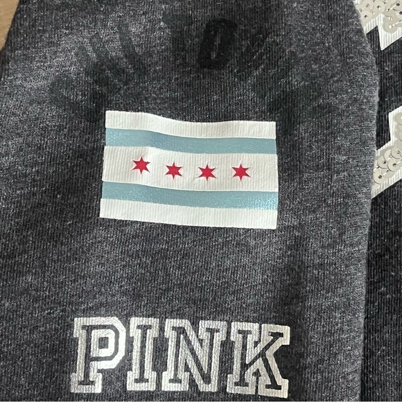 Victoria's Secret Small Pink Chicago Silver Sequin LS Gray Top Chi Town Pullover - Picture 5 of 10